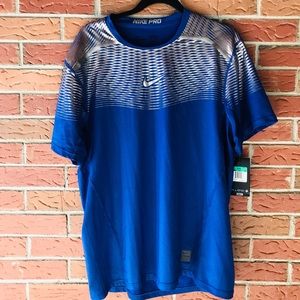 Blue & Silver Nike Pro Dri-Fit Shirt